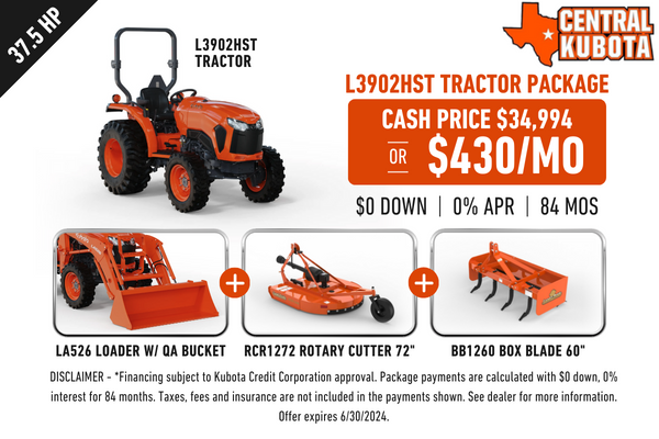 L3902HST central Kubota Tractor Package updated 4-3